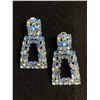 Image 1 : Vintage Blue Rhinestones Dangle Earrings, 2 1/2" L x 1 1/2" W