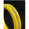 Image 2 : Vintage Celluloid Or Lucite w/ Rhinesones At Center Line Bangle