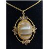 Image 2 : Vintage, Genuine Agate Stone Pendant w/ Chain Necklace