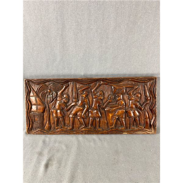 24 x 11" Vintage Handcarved Wooden Plaque