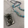 Image 2 : Lot Of Necklaces - Stone Beaded w/Matching Bracelet, Dream Catcher, Light Green Tear Drop Choker & M