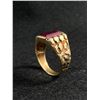 Image 2 : Vintage Men's 10K Gold Ring with Ruby (?) Center Stone.Size 13.5