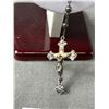 Image 2 : Antique Sterling Silver Beads & Crucifix Cross Rosary,Marked Sterling