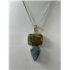 Image 2 : Large Sterling Silver w/ Labradorite Stones Pendant & Chain Necklace
