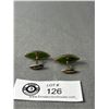 Image 2 : Antique Hand Carved Imperial Chinese Jade Cufflinks, Dark Green Colour