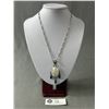 Image 1 : 925 Sterling Silver w/ Howlite & Blue Topaz Tassels Pendant & Heavy Link Chain Necklace,Tested & Mar