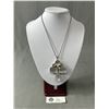 Image 1 : Heavy Silver Rock Crystal Stones Pendant w/ Chain Necklace