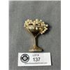 Image 1 : Rhinestones Edged Champagne Glass w/Pearls Bubbles Brooch. Large Size