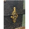 Image 8 : Antique Metal Curved Top Trunk w/ Wood & Metal Accents. Approx. 34" L x 21" H x 19"W