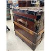 Image 2 : Antique Metal Trunk w/ Wood,Metal & Leather Accents. Approx. 36" L x 21" W x 23 1/2" H