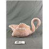Image 2 : Fabulous Pink Glass Swan Bowl by Cambridge Glass 1930s Large Size 10" Long