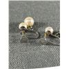 Image 2 : Good Pair of 14 Karat White Gold + Double Pearl Earrings 1940s