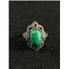 Image 2 : Vintage 925 Sterling Silver w/ Malachite Center Stone & Makasite Stones Ring