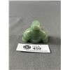 Image 2 : Vintage Hand-Carved Green Jade Seated Laughing Buddha Sculpture 2 5/8''
