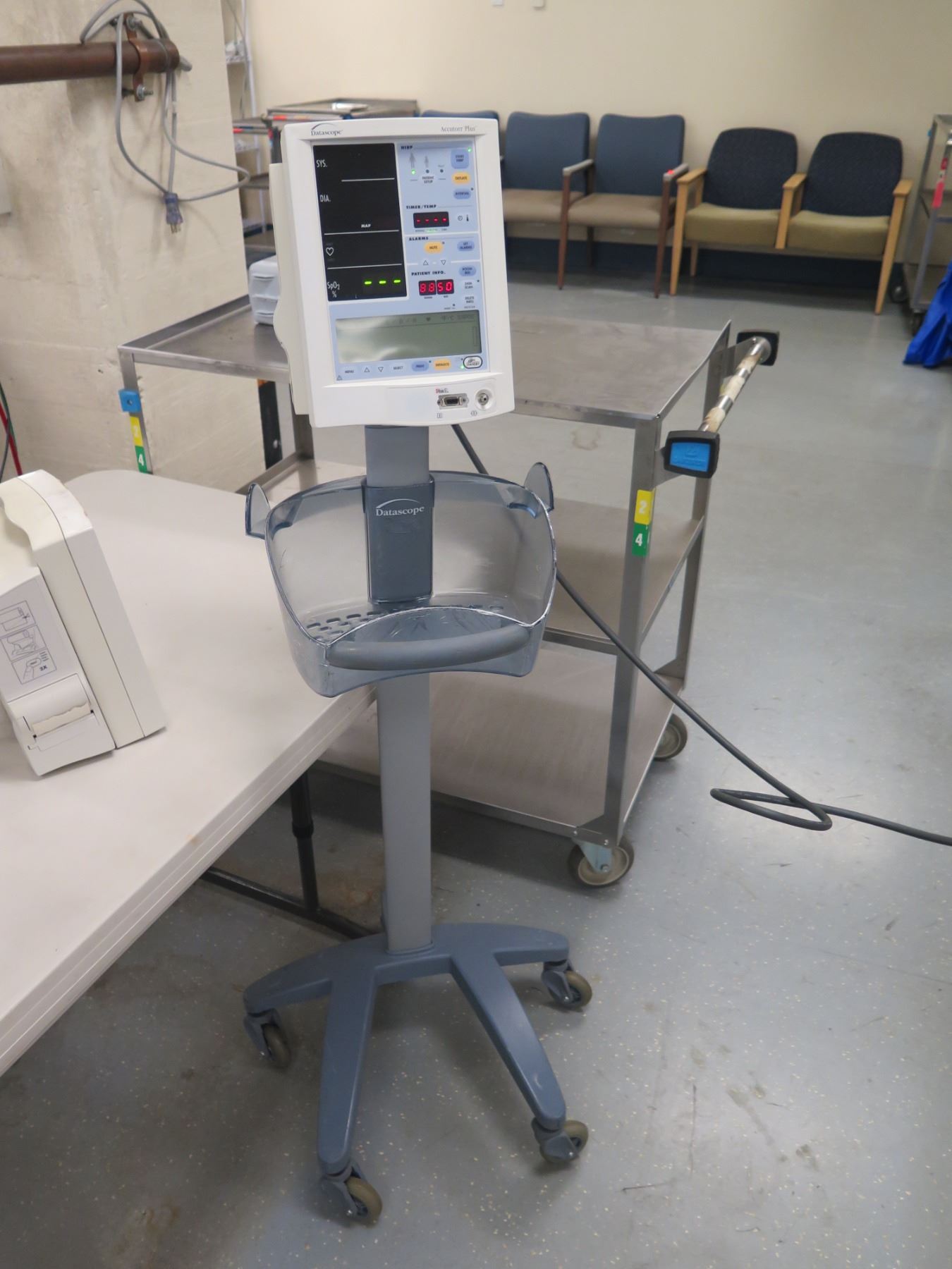 Qty 3 Datascope Accutorr Plus Monitors & 1 Rolling Stand