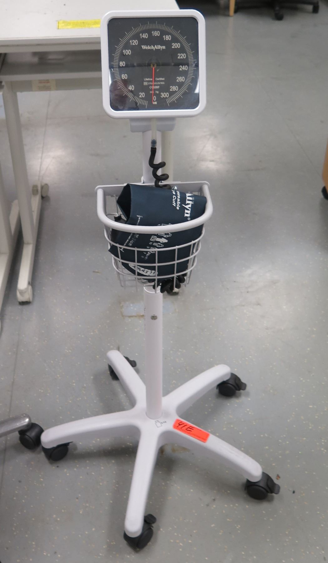 Bp Stand Welch Allyn Blood Pressure Monitor & Cuff on Rolling Pole Stand w/ Basket