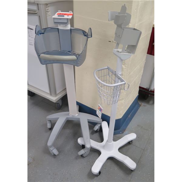 Qty 2 Medical Equipment Rolling Pole Stands