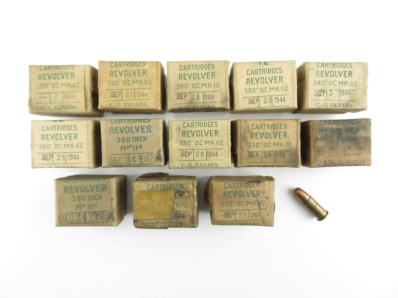 Candian Rifle Bullets Box CANADIAN MILITARY .380 REVOLVER AMMO LOT