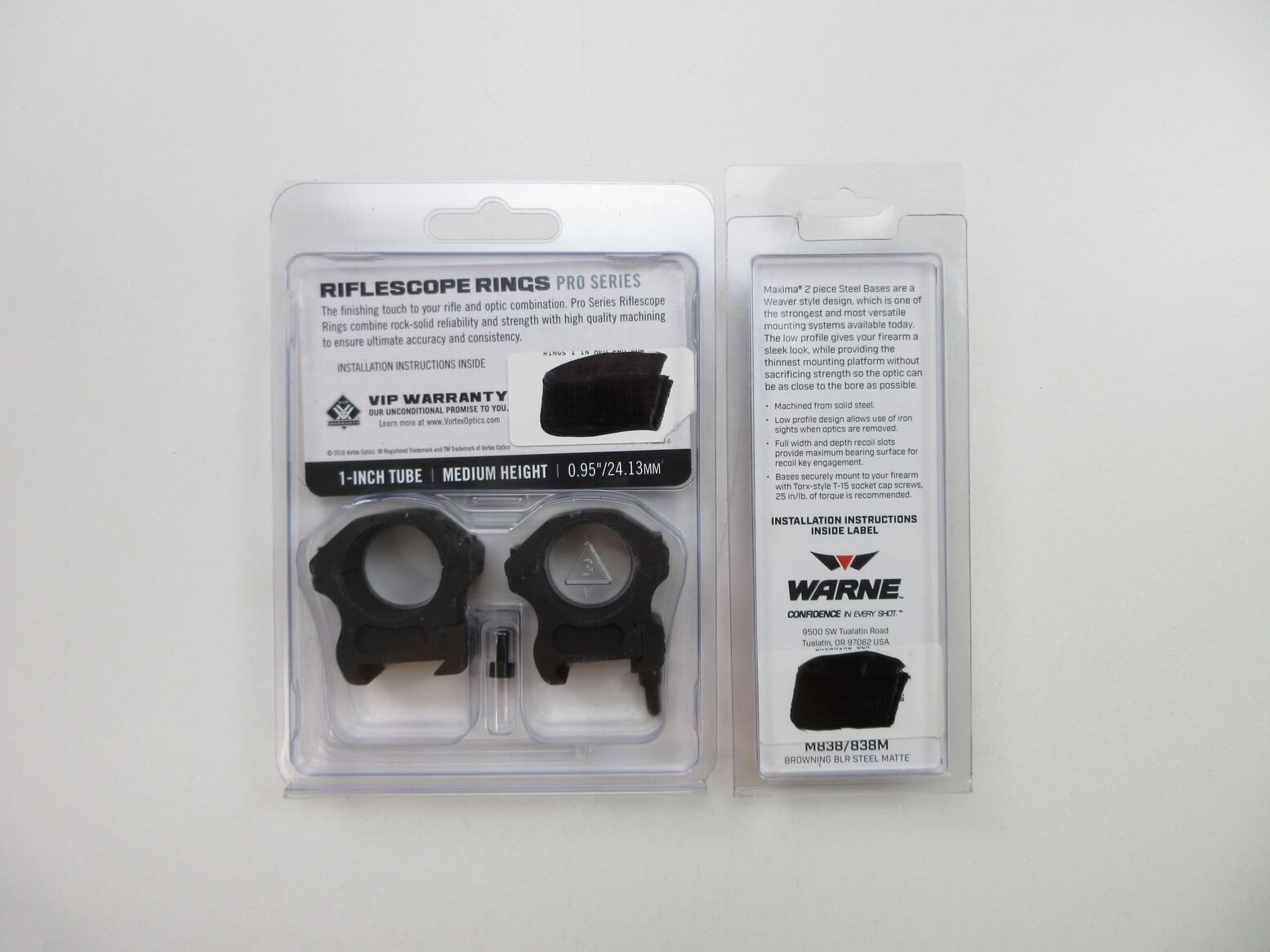 Vortex Optics Base VORTEX SCOPE RINGS PRO SERIES AND WARNE MAXIMA 2 PIECE BASES LOT