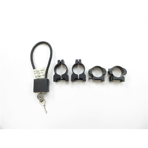 SCOPE RINGS AND CABLE LOCK LOT