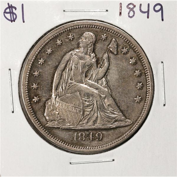 1849 $1 Seated Liberty Silver Dollar Coin