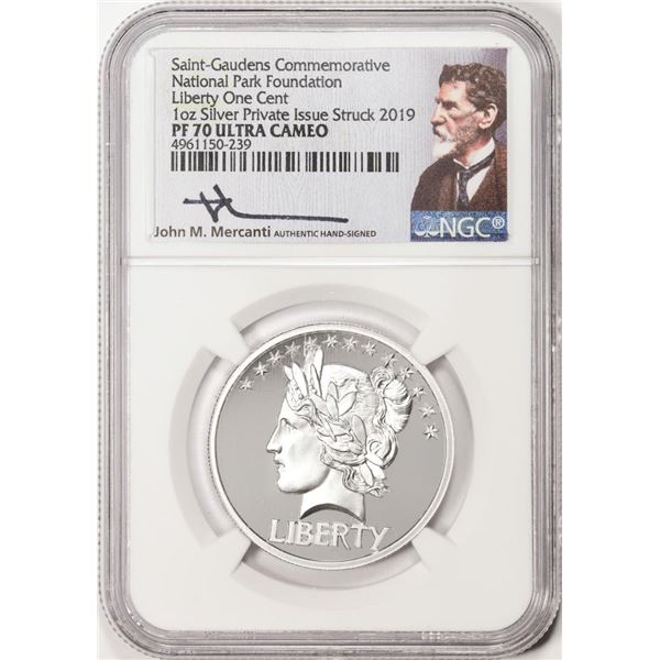 2019 Saint-Gaudens Commemorative Silver Coin NGC PF70 Ultra Cameo Mercanti Signature