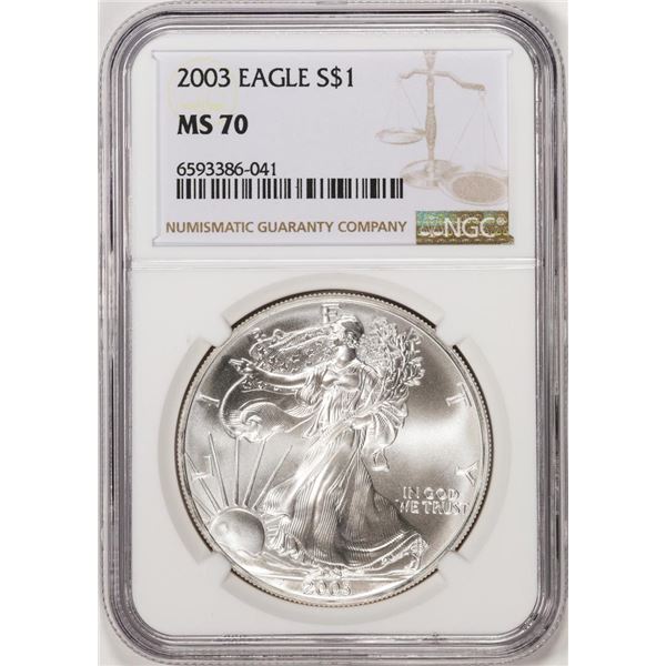 2003 $1 American Silver Eagle Coin NGC MS70
