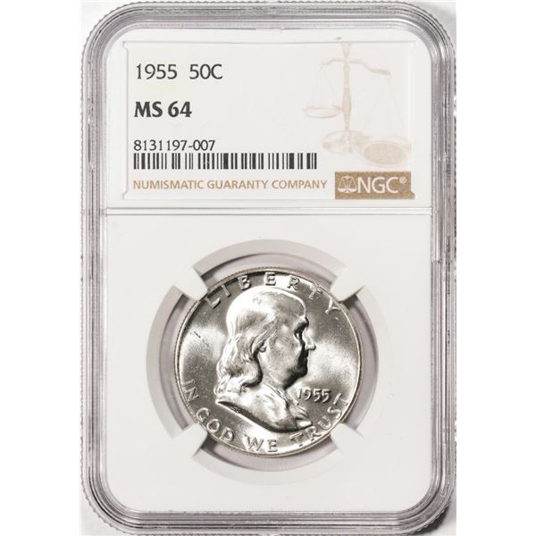 1955 Franklin Half Dollar Coin NGC MS64