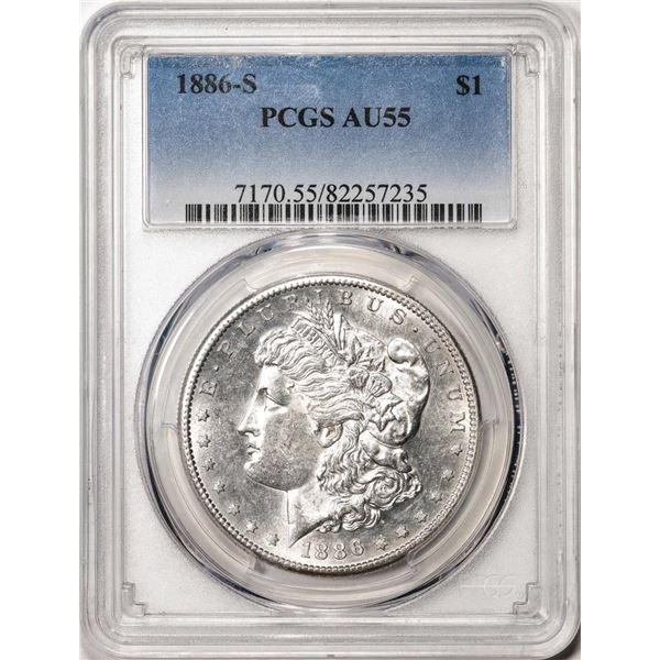 1886-S $1 Morgan Silver Dollar Coin PCGS AU55