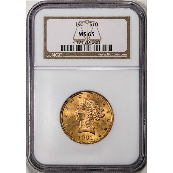 1901 $10 Liberty Head Eagle Gold Coin NGC MS65