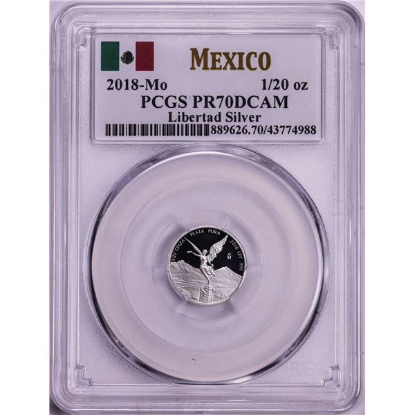 2018-Mo Mexico Proof 1/20 oz Silver Libertad Coin PCGS PR70DCAM