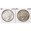 Image 1 : Lot of (2) 1934-1935 $1 Peace Silver Dollar Coins
