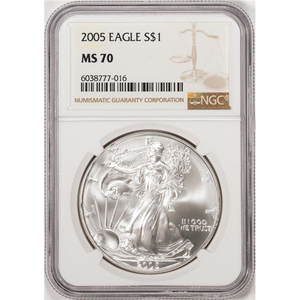 2005 $1 American Silver Eagle Coin NGC MS70