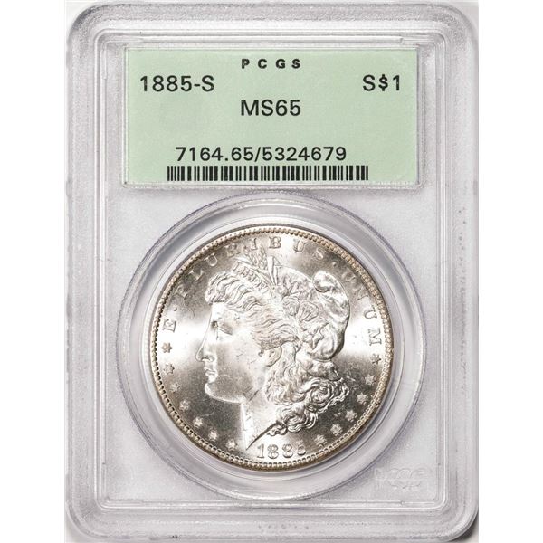 1885-S $1 Morgan Silver Dollar Coin PCGS MS65 Old Green Holder