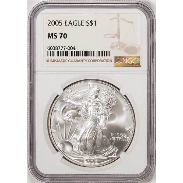 2005 $1 American Silver Eagle Coin NGC MS70