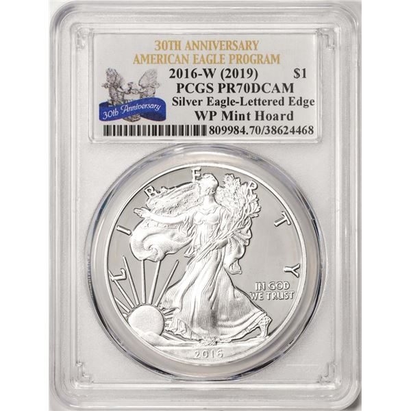 2016-W Lettered Edge $1 Proof American Silver Eagle Coin PCGS PR70DCAM WP Mint Hoard