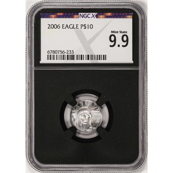 2006 $10 Platinum American Eagle Coin NGCX Mint State 9.9