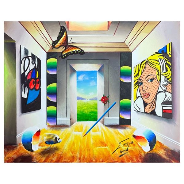 Ferjo "Lichtenstein and Miro on the Walls" Original Oil on Canvas