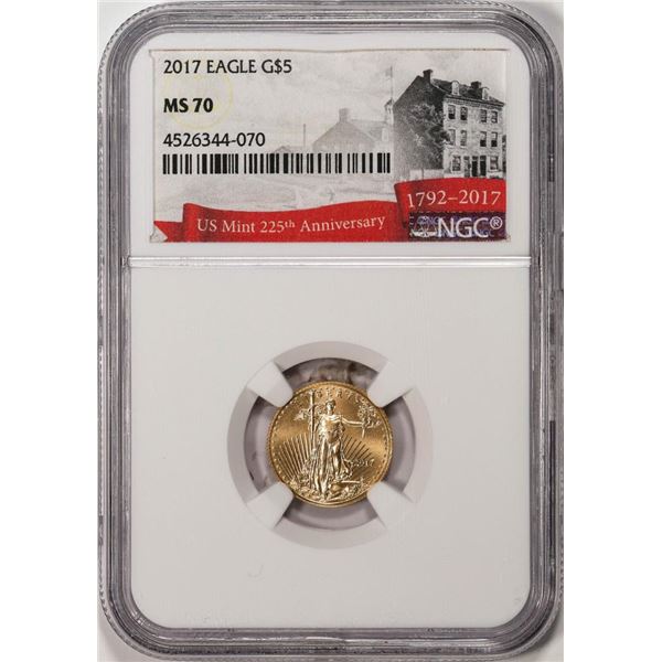 2017 $5 American Gold Eagle Coin NGC MS70