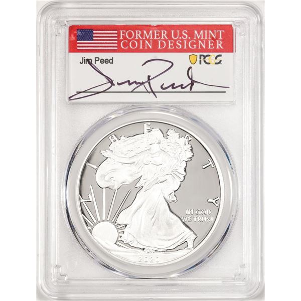 2020-W $1 Proof American Silver Eagle Coin PCGS PR70DCAM FDOI Jim Peed Signed