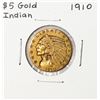 Image 1 : 1910 $5 Indian Head Half Eagle Gold Coin