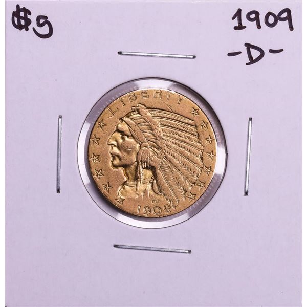 1909-D $5 Indian Head Half Eagle Gold Coin
