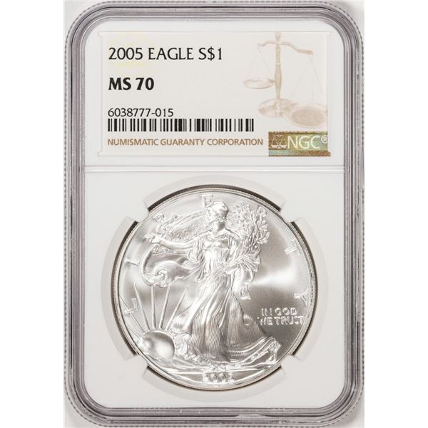 2005 $1 American Silver Eagle Coin NGC MS70
