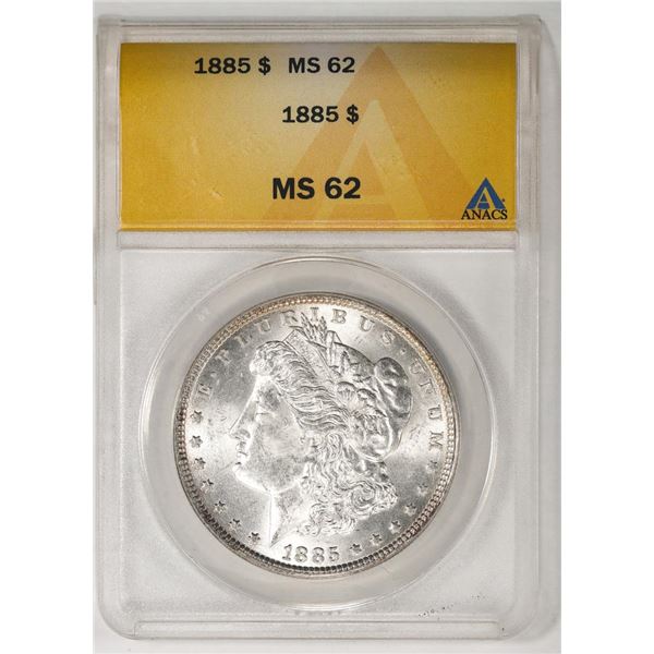 1885 $1 Morgan Silver Dollar Coin ANACS MS62