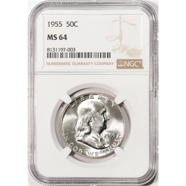 1955 Franklin Half Dollar Coin NGC MS64