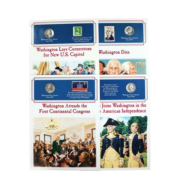 Lot of (4) Washington Quarter & Stamp Sets