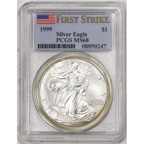 1999 $1 American Silver Eagle Coin PCGS MS68 First Strike