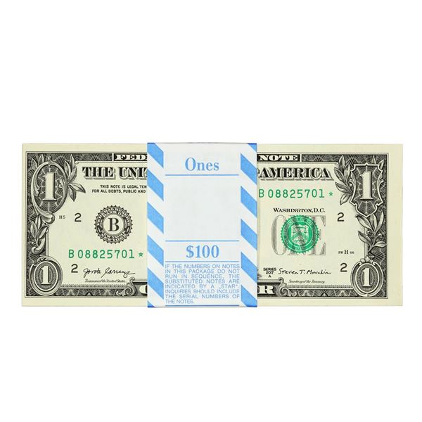 Pack of (100) Consecutive 2017A $1 Federal Reserve Star Notes New York