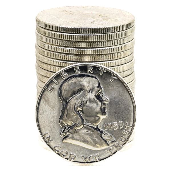 Roll of (20) Brilliant Uncirculated 1959 Franklin Half Dollar Coins