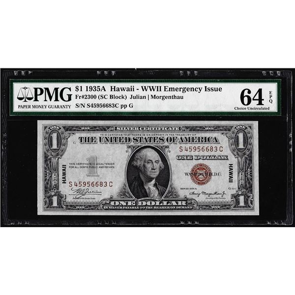 1935A $1 Hawaii WWII Silver Certificate Note Fr.2300 PMG Choice Uncirculated 64EPQ